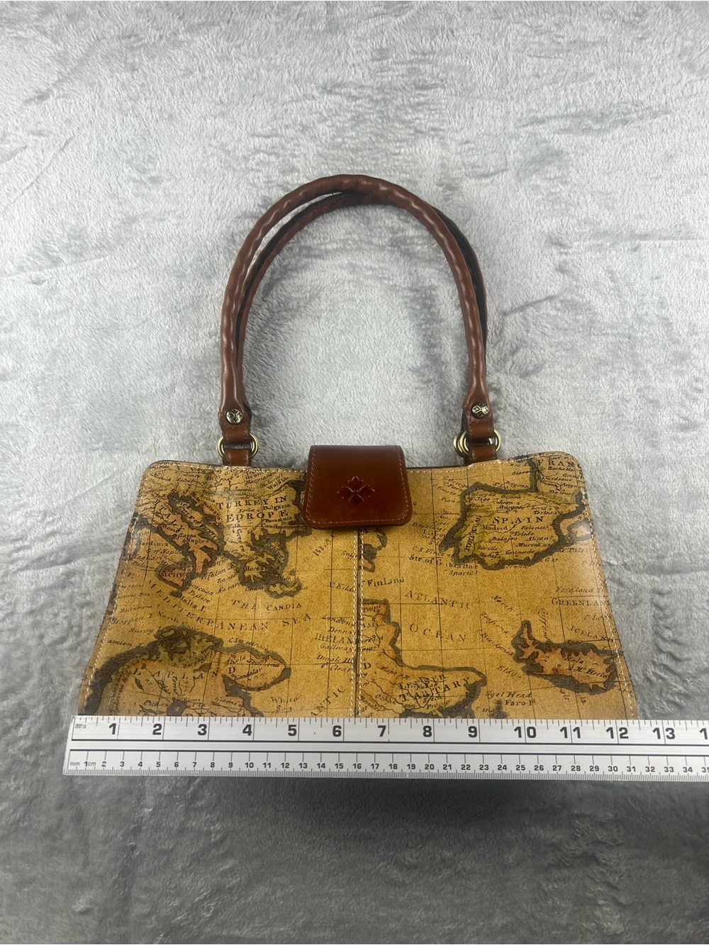 Patricia Nash Rienzo European Map Leather Satchel Bag Handbag - Picture 4 of 9